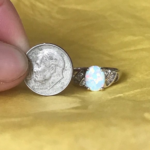 Opal and cz silver ring - Picture 3 of 8